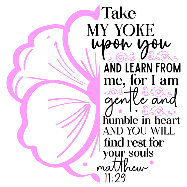 Matthew 11:29 Scripture 100% Cotton Fabric Panel Block S5102