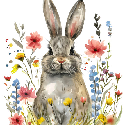 A digitally printed 100% cotton fabric panel featuring a rabbit