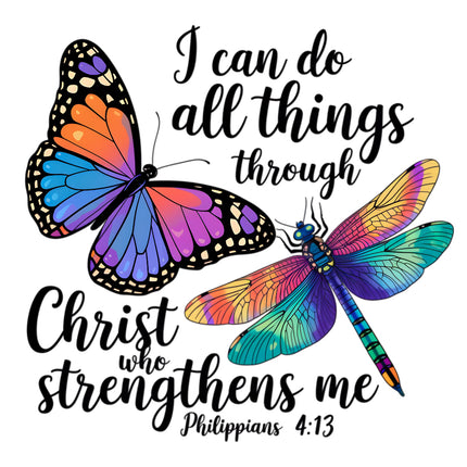 Dragonfly Philippians 4:13 Faith 100% Cotton Fabric Panel Block Quilt Square S610