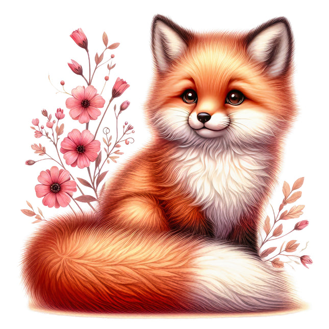 baby fox cotton fabric panel