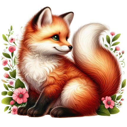 baby fox cotton fabric panel