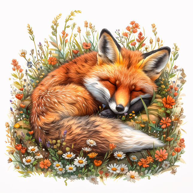 Sleeping fox fabric panel