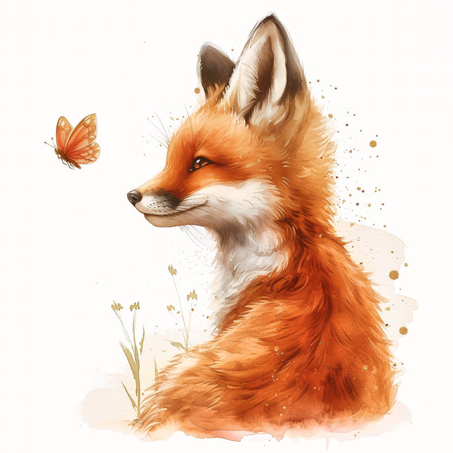 Fox & Butterfly 100% Cotton Fabric Panel Block S7029