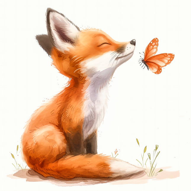 Fox & Butterfly 100% Cotton Fabric Panel Block S7030