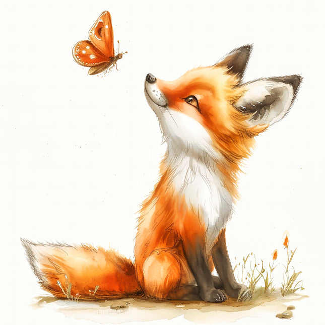 Fox & Butterfly 100% Cotton Fabric Panel Block S7031