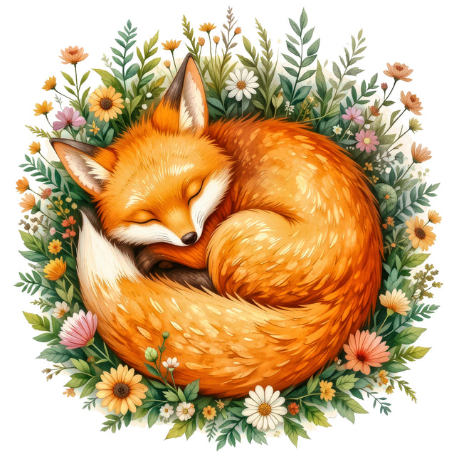 Sleeping fox fabric panel