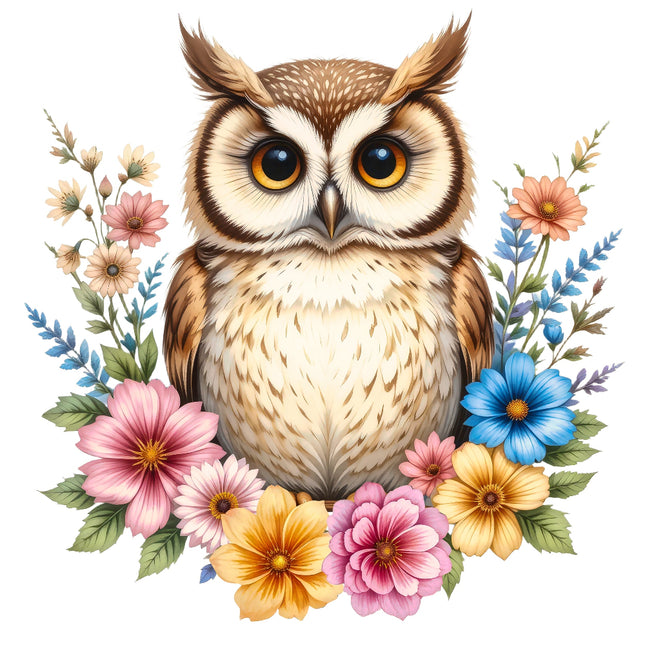 A fabric panel featuring an illustration of an owl 