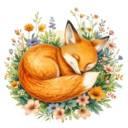 Sleeping fox fabric panel