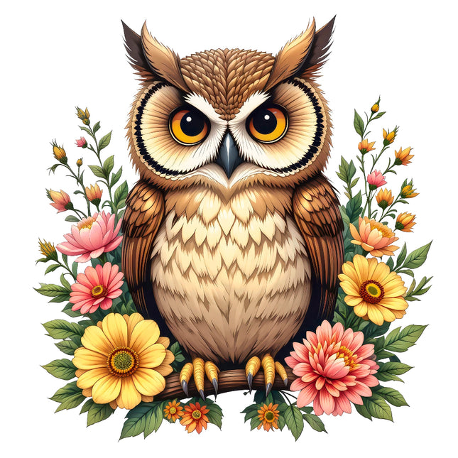 A digitally printed 100% cotton fabric panel featuring an owl