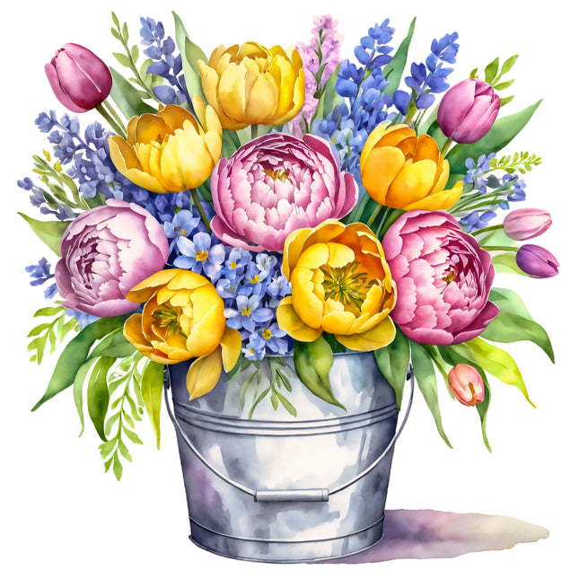 A fabric panel block featuring a digitally printed floral bouquet 