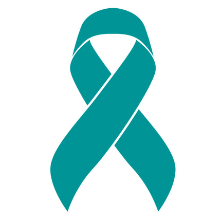 Teal Ribbon Ovarian Cancer Awareness 100% Cotton Fabric Panel Block S85