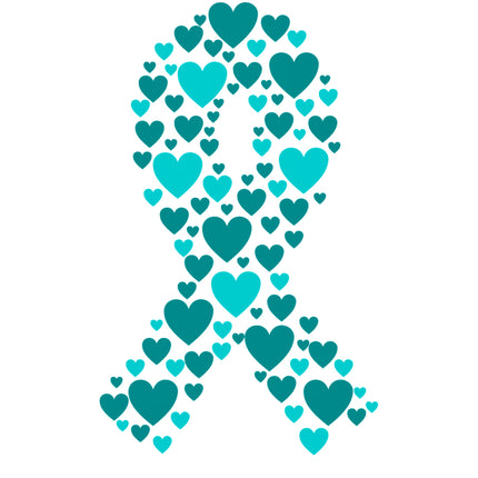 Teal Ribbon Ovarian Cancer Awareness 100% Cotton Fabric Panel Block S87
