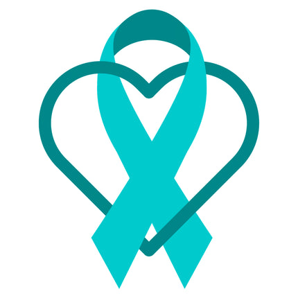 Teal Ribbon Ovarian Cancer Awareness 100% Cotton Fabric Panel Block S94