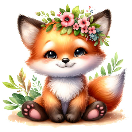 A digitally printed fabric panel featuring a cute fox 