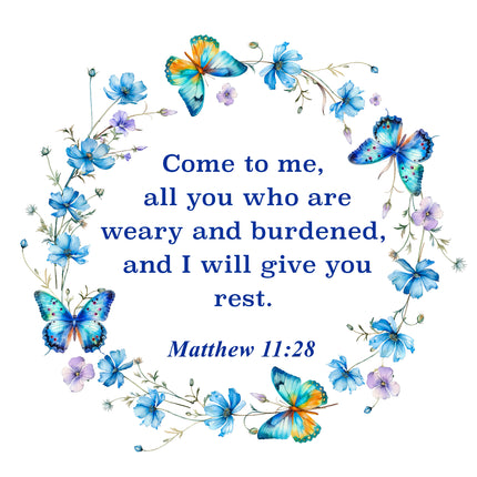 Matthew 11:28 Faith Scripture 100% Cotton Fabric Panel Block SA16