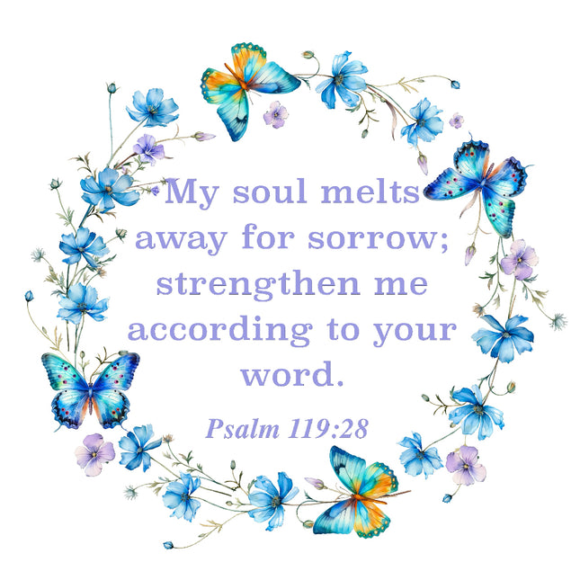 Psalm 119:28 Faith Scripture 100% Cotton Fabric Panel Block SA21