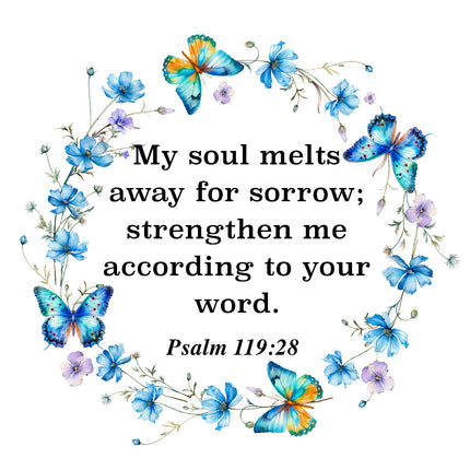 Psalm 119:28 Faith Scripture 100% Cotton Fabric Panel Block SA22