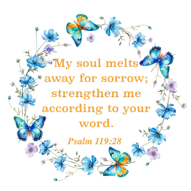 Psalm 119:28 Faith Scripture 100% Cotton Fabric Panel Block SA23