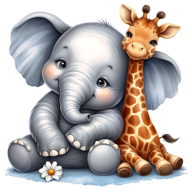 Elephant & Giraffe 100% Cotton Fabric Panel Block SA43