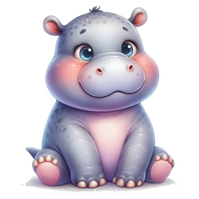 Cartoon hippo fabric panel