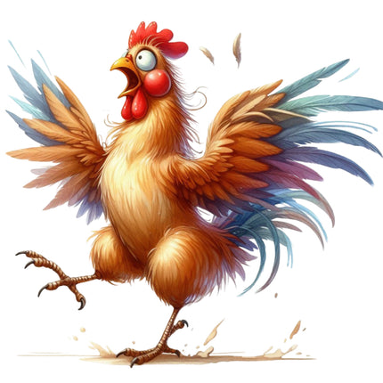 Colorful rooster fabric panel