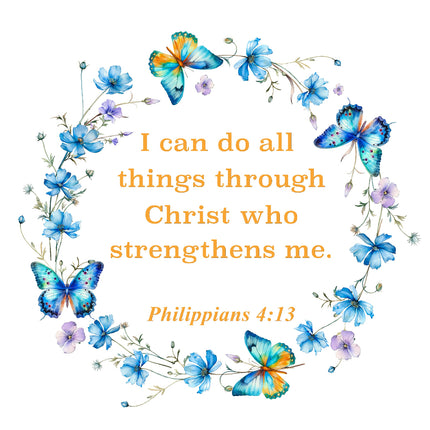 Philippians 4:13 Faith Scripture 100% Cotton Fabric Panel Block SA4