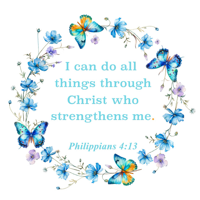 Philippians 4:13 Faith Scripture 100% Cotton Fabric Panel Block SA5