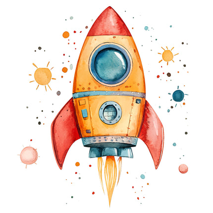 Astronaut Spaceship 100% Cotton Fabric Panel Block SA69