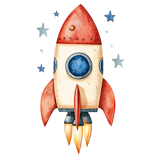 Astronaut Spaceship 100% Cotton Fabric Panel Block SA70