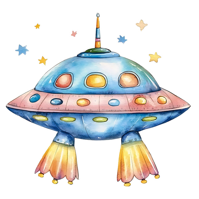 Astronaut Spaceship 100% Cotton Fabric Panel Block SA71