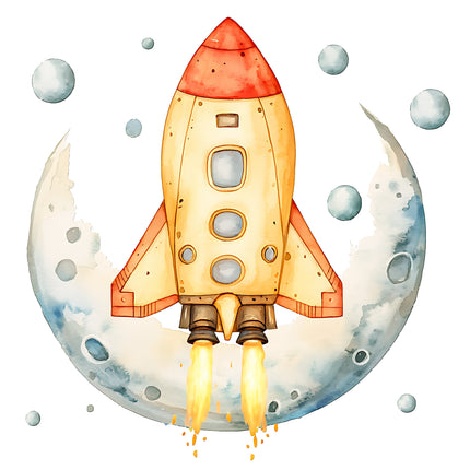 Astronaut Spaceship 100% Cotton Fabric Panel Block SA73