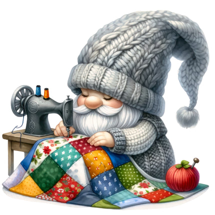 Quilting Sewing Gnome 100% Cotton Fabric Panel Block SA84