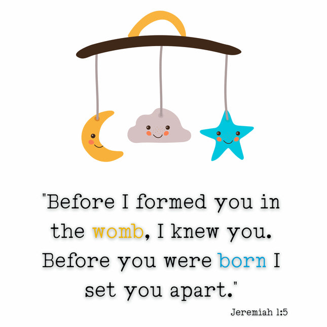 Jeremiah 1:5 Scripture 100% Cotton Fabric Panel Block SC100