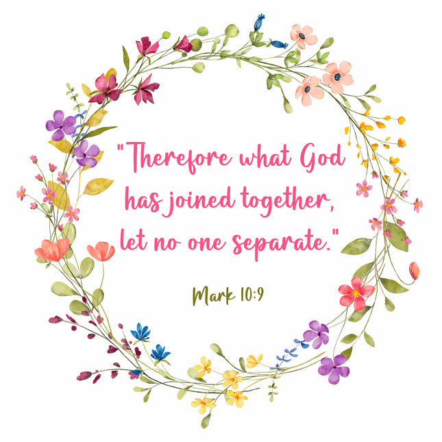 Mark 10:9 Scripture 100% Cotton Fabric Panel Block SC104