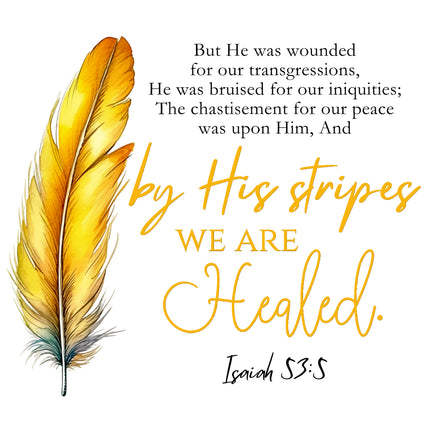 Isaiah 53:5 Bible Verse Feather Scripture 100% Cotton Fabric Panel Block SC110