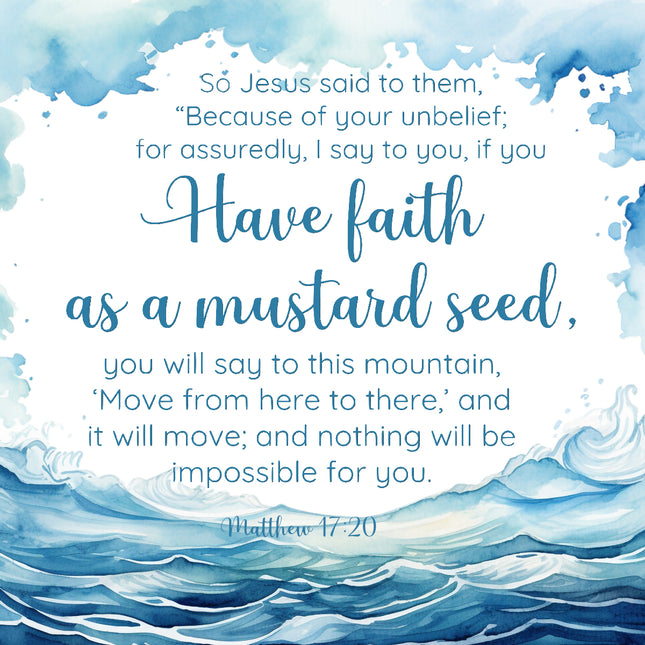 bible verse fabric panel with sea background