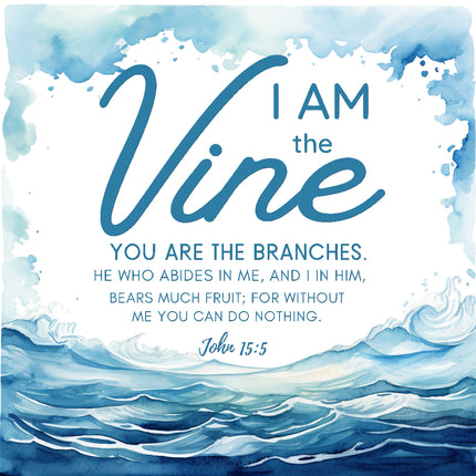 Blue and white scripture watercolor fabric panel