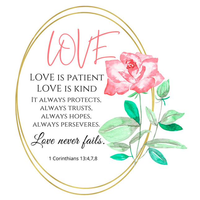 Love is Patient Scripture 100% Cotton Fabric Panel Block SC296