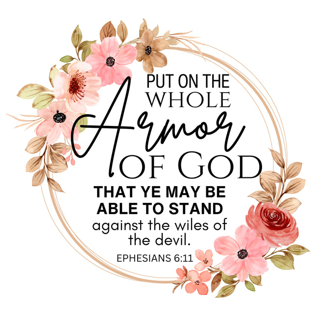 Ephesians 6:11 Scripture 100% Cotton Fabric Panel Block SC299