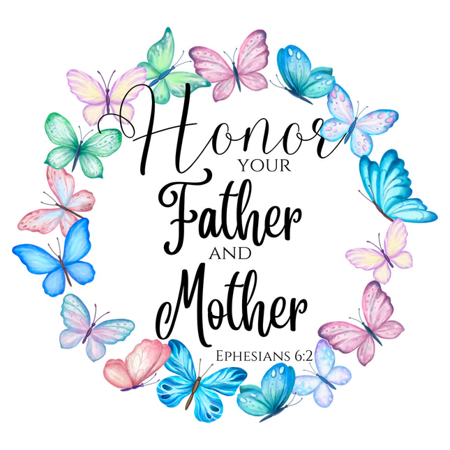 Ephesians 6:2 Scripture 100% Cotton Fabric Panel Block SC300