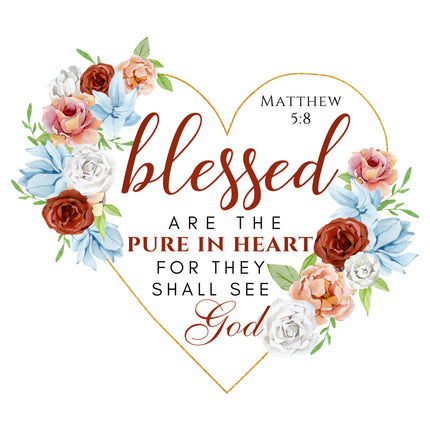 Matthew 5:8 Scripture 100% Cotton Fabric Panel Block SC301