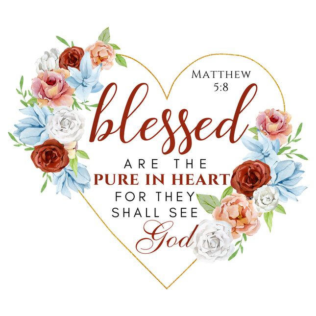 Matthew 5:8 Scripture 100% Cotton Fabric Panel Block SC301