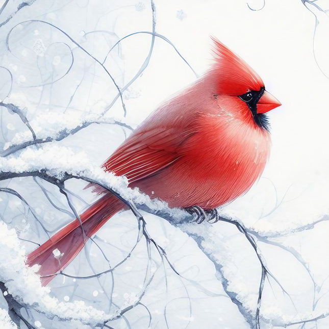 Winter Cardinal 100% Cotton Fabric Panel Block SC700
