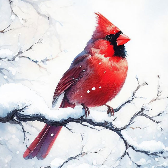 Winter Cardinal 100% Cotton Fabric Panel Block SC702