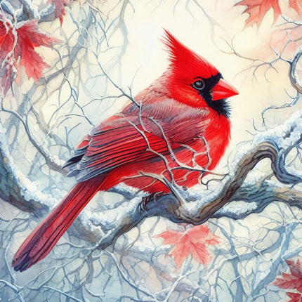 Winter Cardinal 100% Cotton Fabric Panel Block SC713