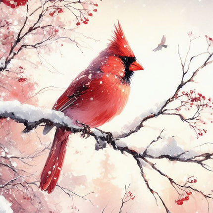 Winter Cardinal 100% Cotton Fabric Panel Block SC723