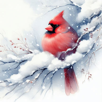 Winter Cardinal 100% Cotton Fabric Panel Block SC724