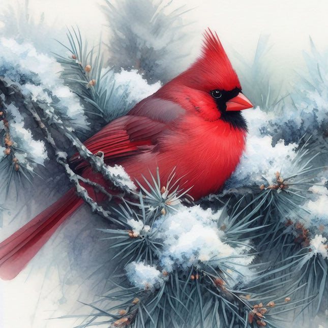 Winter Cardinal 100% Cotton Fabric Panel Block SC742