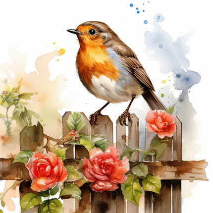 Robin Bird 100% Cotton Fabric Panel Block SC763