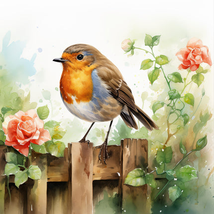 Robin Bird 100% Cotton Fabric Panel Block SC774